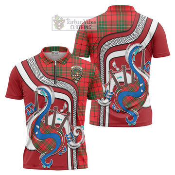 MacAulay Modern Tartan Zipper Polo Shirt with Epic Bagpipe Style