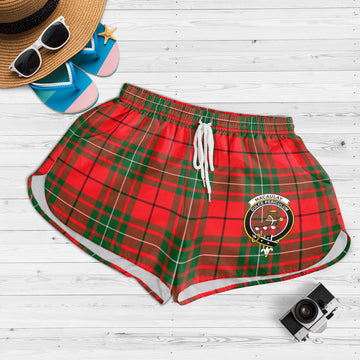 MacAulay Modern Tartan Womens Shorts with Family Crest