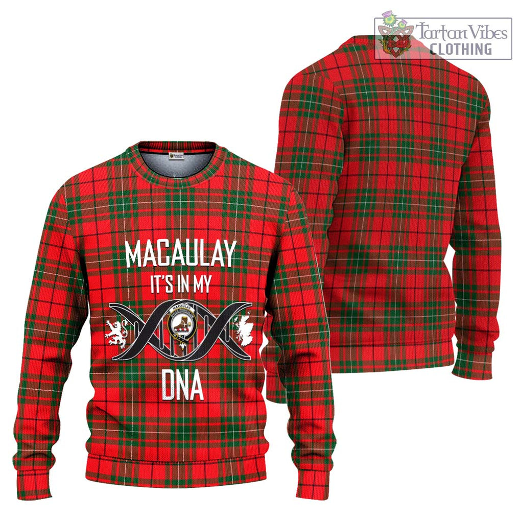 MacAulay Modern Tartan Knitted Sweater with Family Crest DNA In Me Style Unisex - Tartanvibesclothing Shop