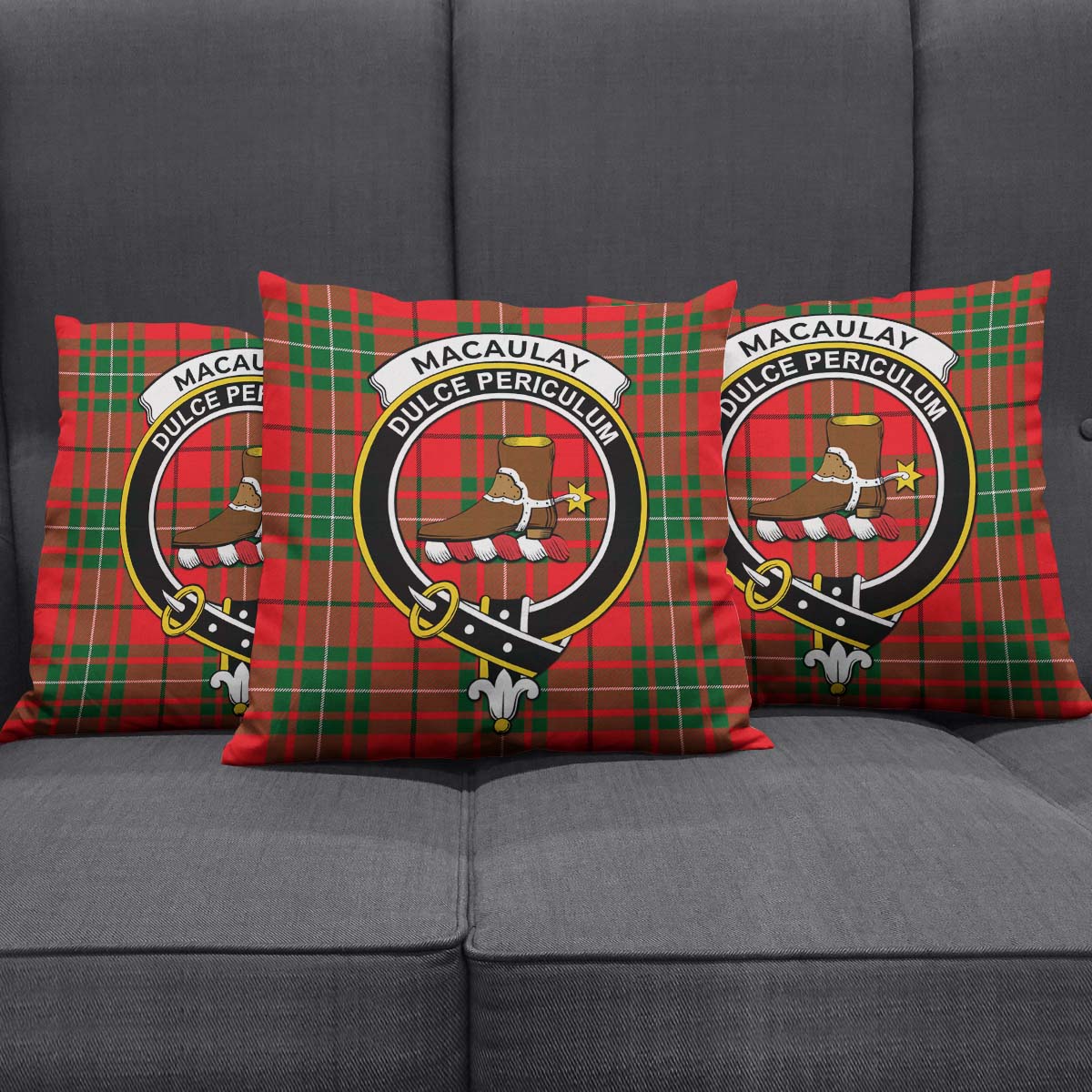 MacAulay Modern Tartan Pillow Cover with Family Crest Square Pillow Cover - Tartanvibesclothing