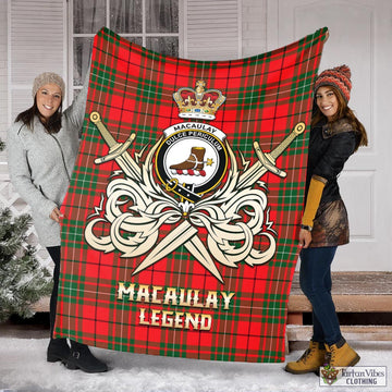 MacAulay Modern Tartan Blanket with Clan Crest and the Golden Sword of Courageous Legacy