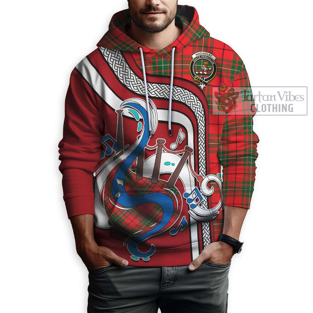 MacAulay Modern Tartan Hoodie with Epic Bagpipe Style Zip Hoodie - Tartanvibesclothing Shop