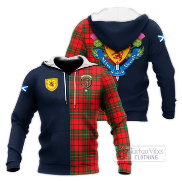 MacAulay Modern Tartan Knitted Hoodie Alba with Scottish Lion Royal Arm Half Style