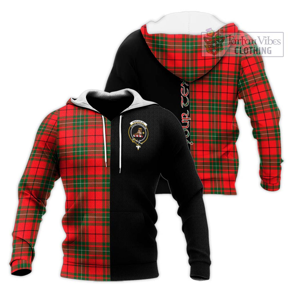 MacAulay Modern Tartan Knitted Hoodie with Family Crest and Half Of Me Style Unisex Knitted Pullover Hoodie - Tartanvibesclothing Shop