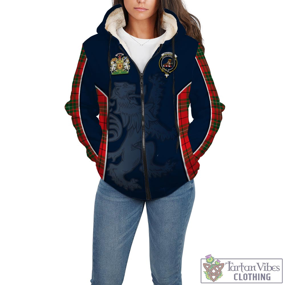 Tartan Vibes Clothing MacAulay Modern Tartan Sherpa Hoodie with Family Crest and Lion Rampant Vibes Sport Style