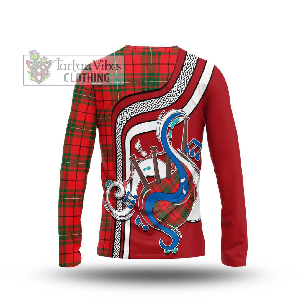 Tartan Vibes Clothing MacAulay Modern Tartan Long Sleeve T-Shirt with Epic Bagpipe Style