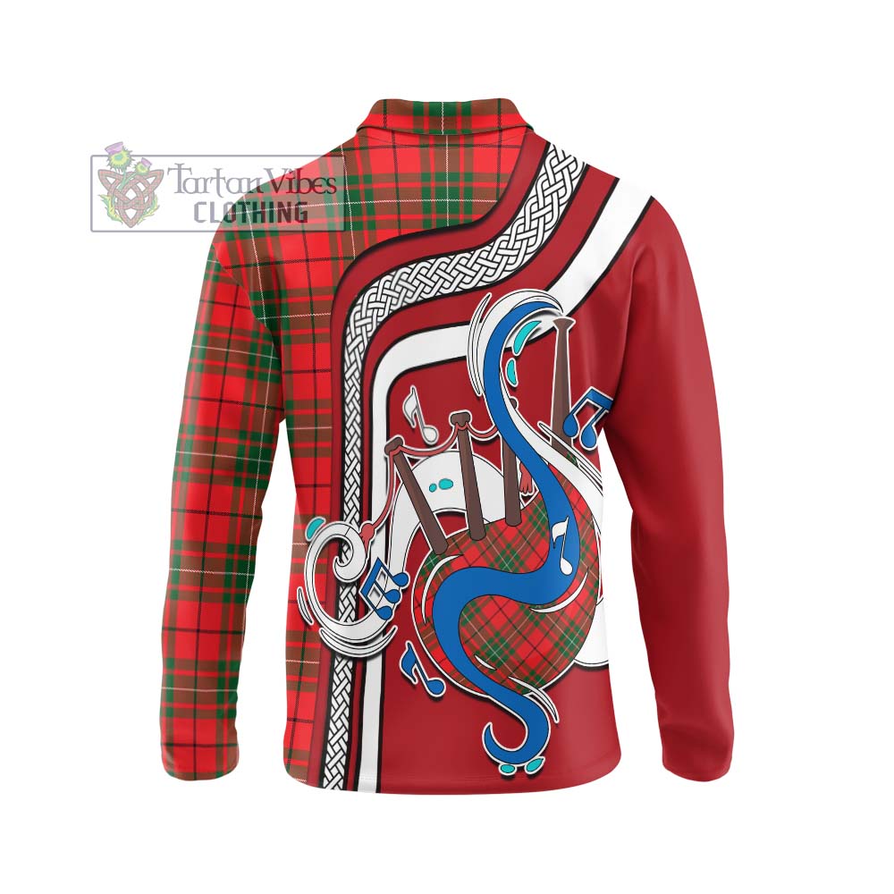 Tartan Vibes Clothing MacAulay Modern Tartan Long Sleeve Polo Shirt with Epic Bagpipe Style