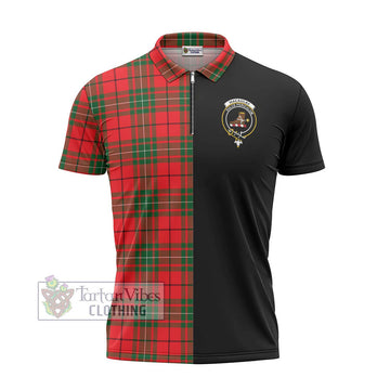 MacAulay Modern Tartan Zipper Polo Shirt with Family Crest and Half Of Me Style