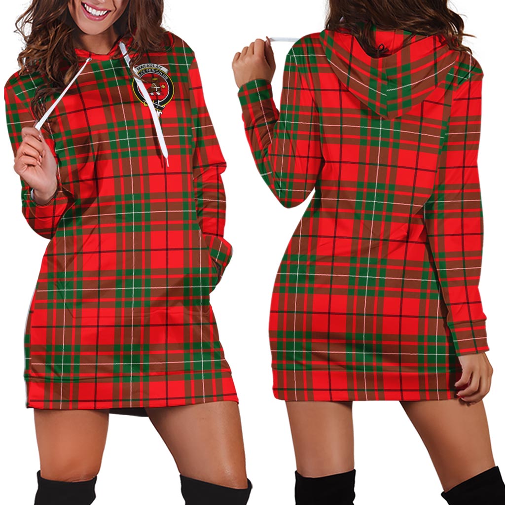 MacAulay Modern Tartan Hoodie Dress with Family Crest - Tartan Vibes Clothing