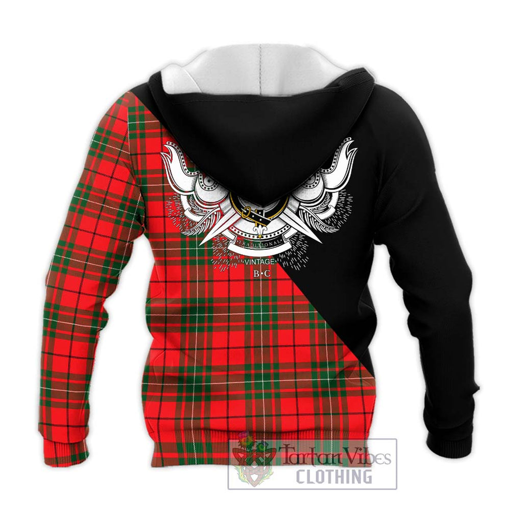 MacAulay Modern Tartan Knitted Hoodie with Family Crest and Military Logo Style - Tartanvibesclothing Shop