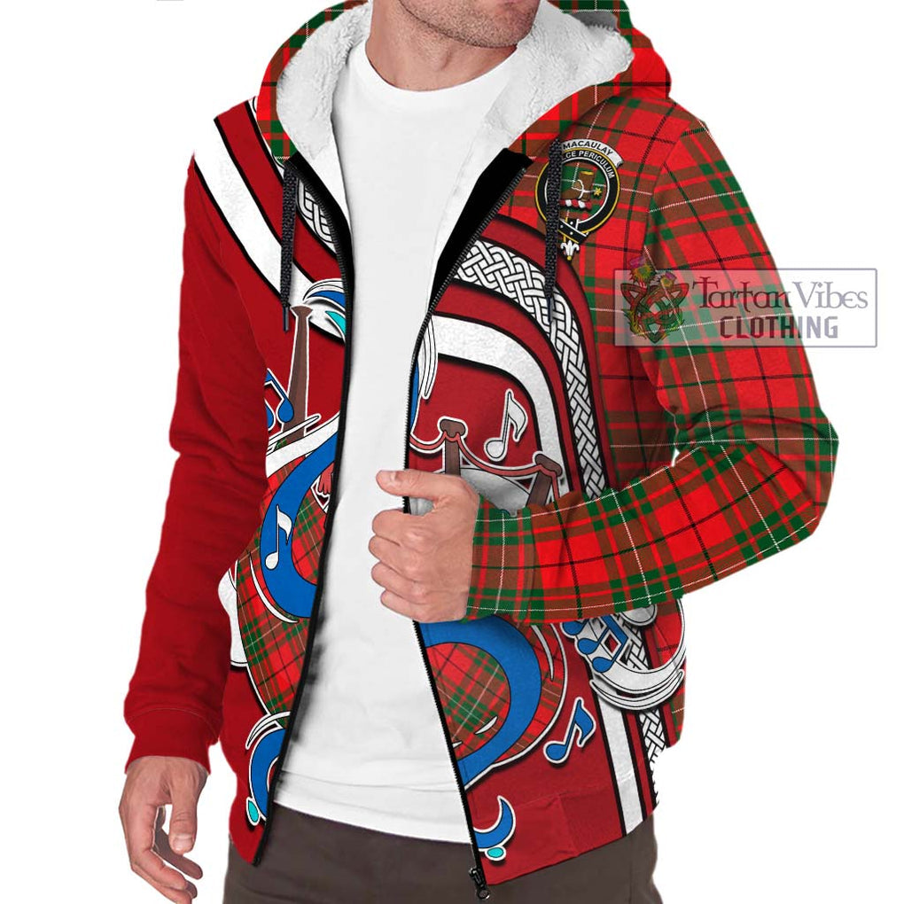 MacAulay Modern Tartan Sherpa Hoodie with Epic Bagpipe Style Unisex - Tartanvibesclothing Shop