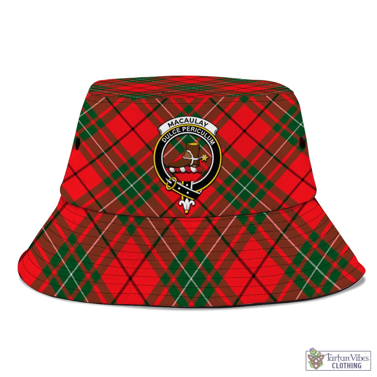 Tartan Vibes Clothing MacAulay Modern Tartan Bucket Hat with Family Crest