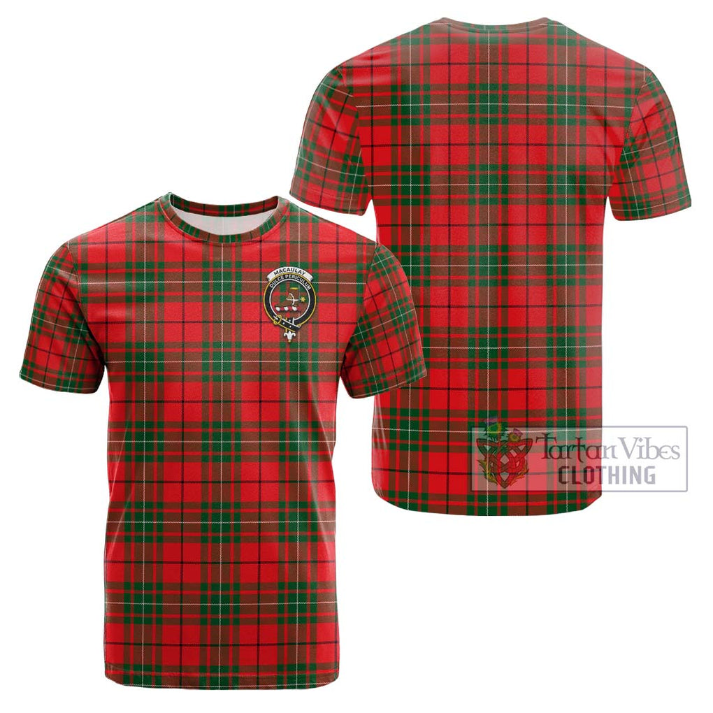 MacAulay Modern Tartan Cotton T-Shirt with Family Crest Kid's Shirt - Tartanvibesclothing Shop