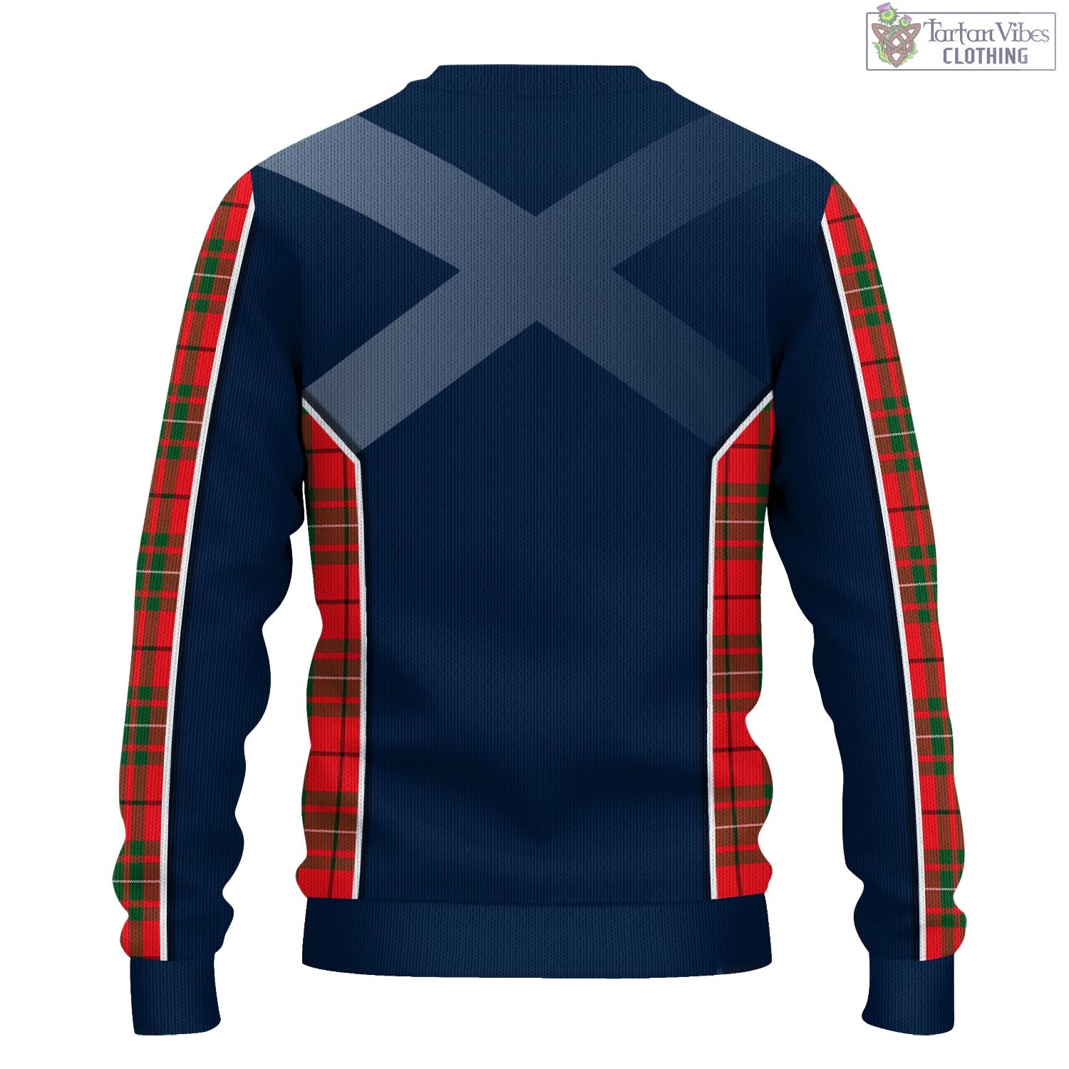 Tartan Vibes Clothing MacAulay Modern Tartan Knitted Sweatshirt with Family Crest and Scottish Thistle Vibes Sport Style