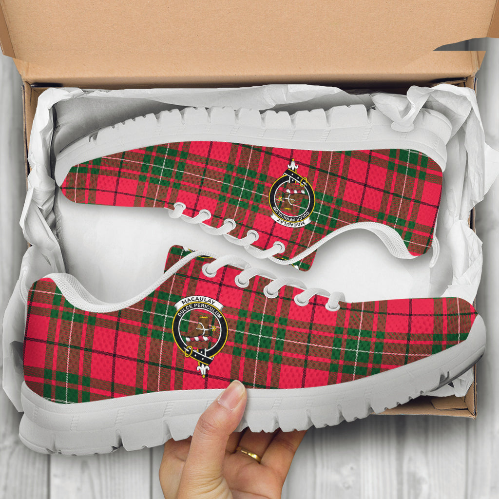 MacAulay Modern Tartan Sneakers with Family Crest - Tartan Vibes Clothing