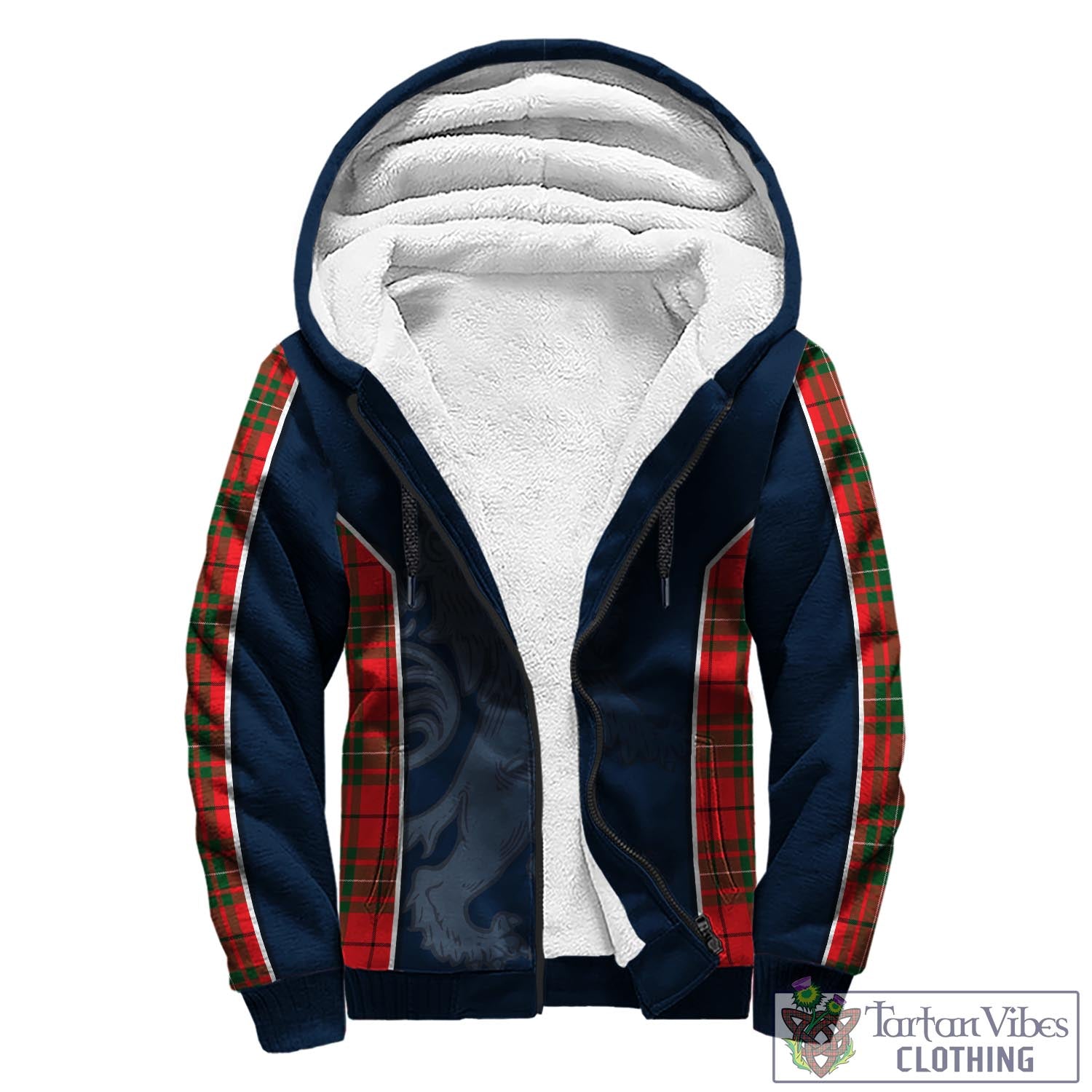 Tartan Vibes Clothing MacAulay Modern Tartan Sherpa Hoodie with Family Crest and Lion Rampant Vibes Sport Style