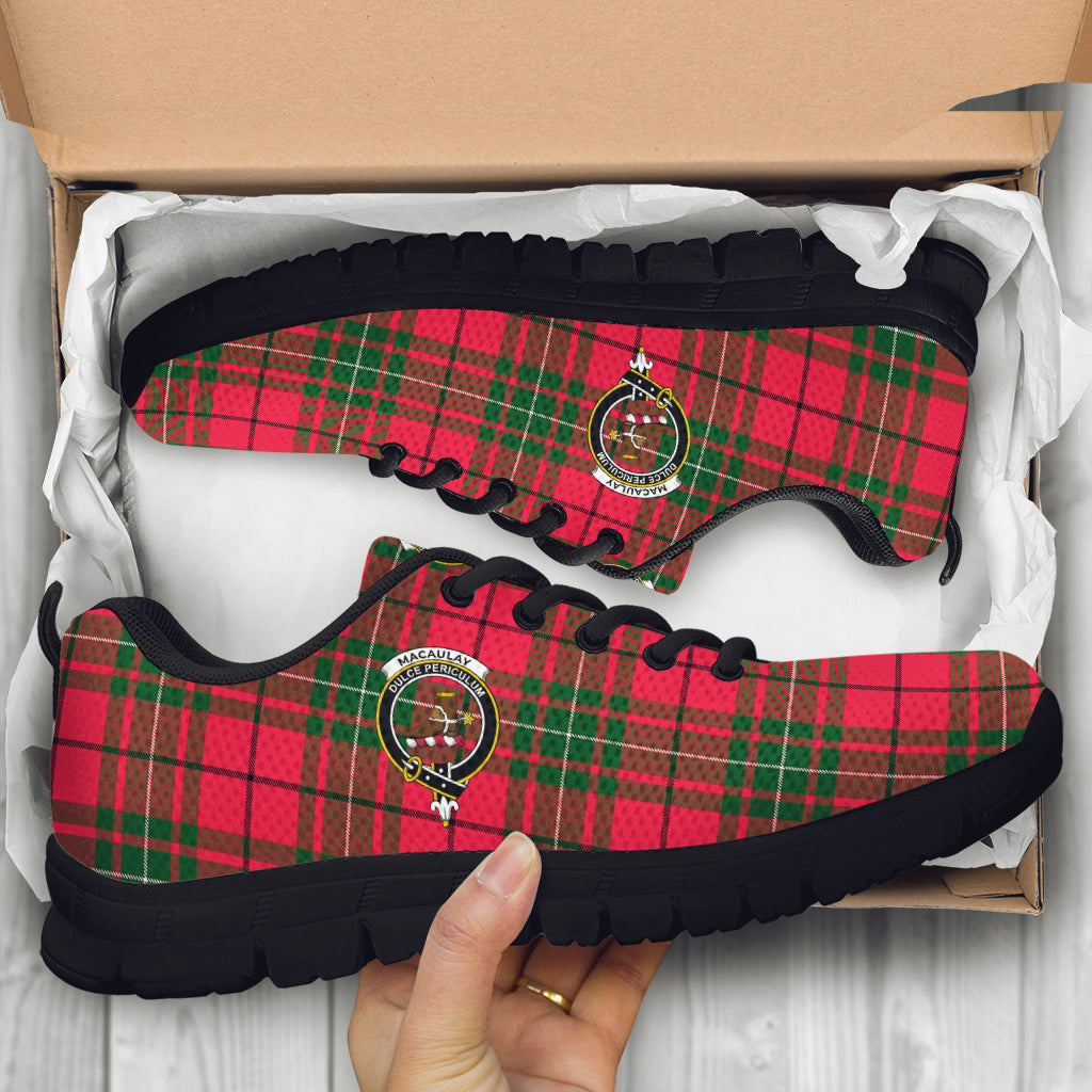 MacAulay Modern Tartan Sneakers with Family Crest - Tartan Vibes Clothing