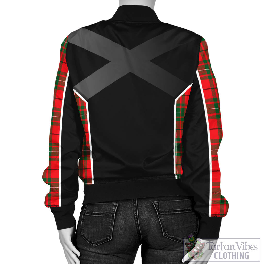 Tartan Vibes Clothing MacAulay Modern Tartan Bomber Jacket with Family Crest and Scottish Thistle Vibes Sport Style