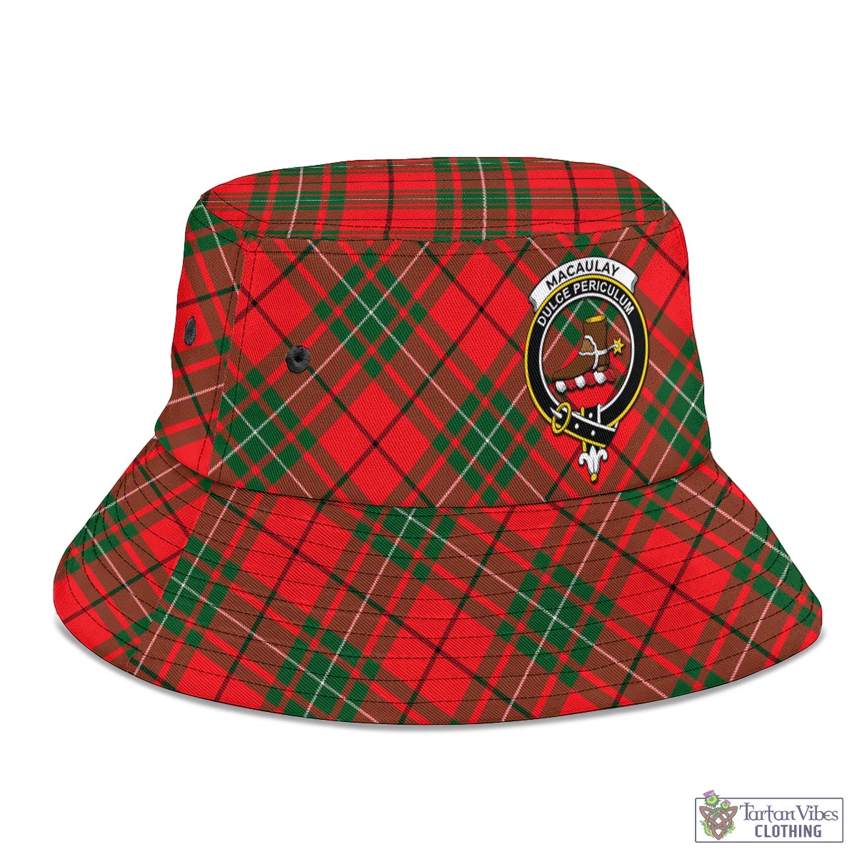 Tartan Vibes Clothing MacAulay Modern Tartan Bucket Hat with Family Crest