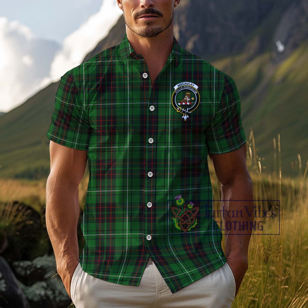 MacAulay of Lewis Tartan Cotton Hawaiian Shirt with Family Crest Adult - Tartan Vibes Clothing