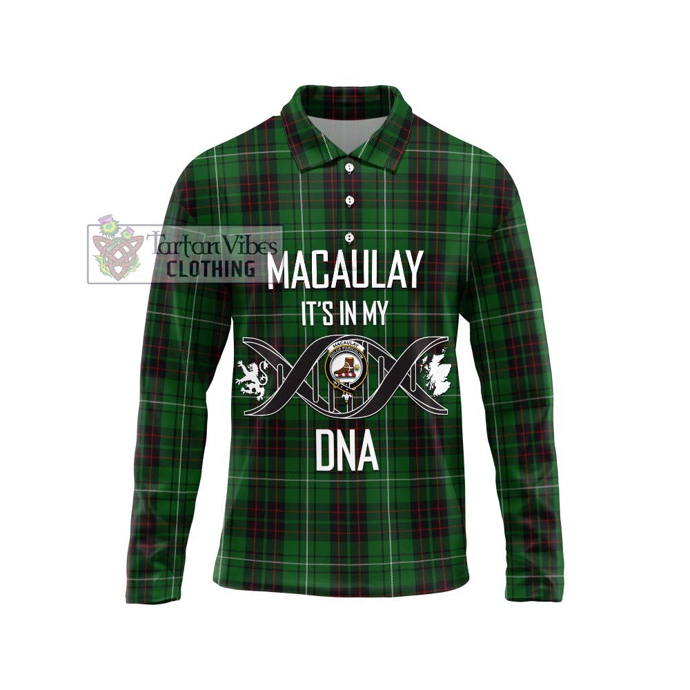 MacAulay of Lewis Tartan Long Sleeve Polo Shirt with Family Crest DNA In Me Style Unisex - Tartanvibesclothing Shop