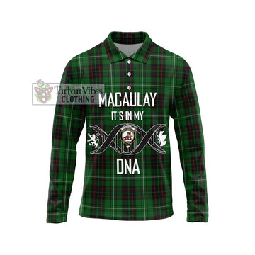 MacAulay of Lewis Tartan Long Sleeve Polo Shirt with Family Crest DNA In Me Style