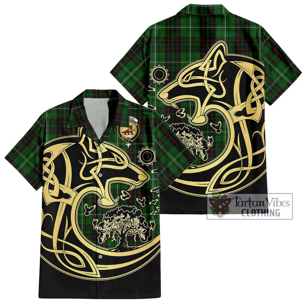 MacAulay of Lewis Tartan Short Sleeve Button Shirt with Family Crest Celtic Wolf Style Kid - Tartan Vibes Clothing