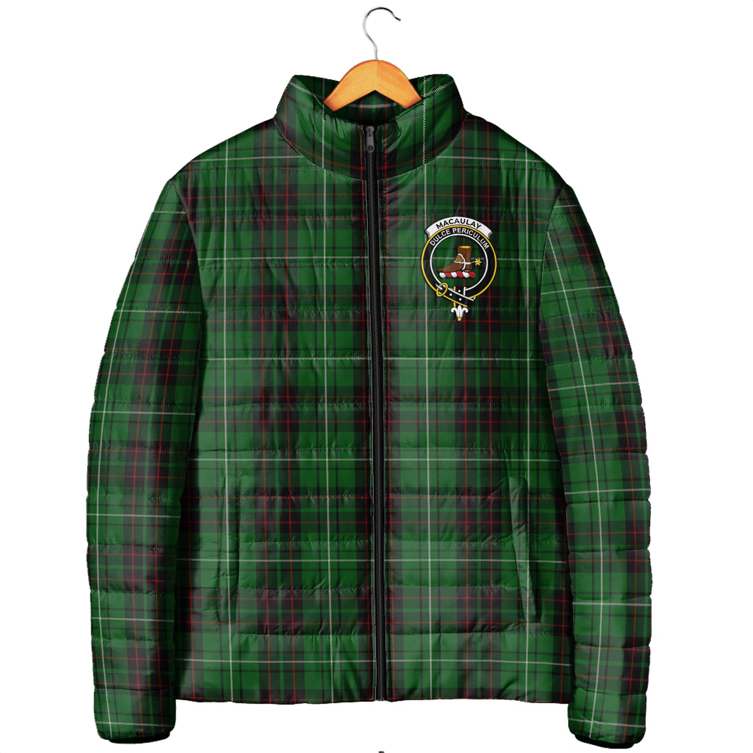 MacAulay of Lewis Tartan Padded Jacket with Family Crest Men's Padded Jacket - Tartan Vibes Clothing