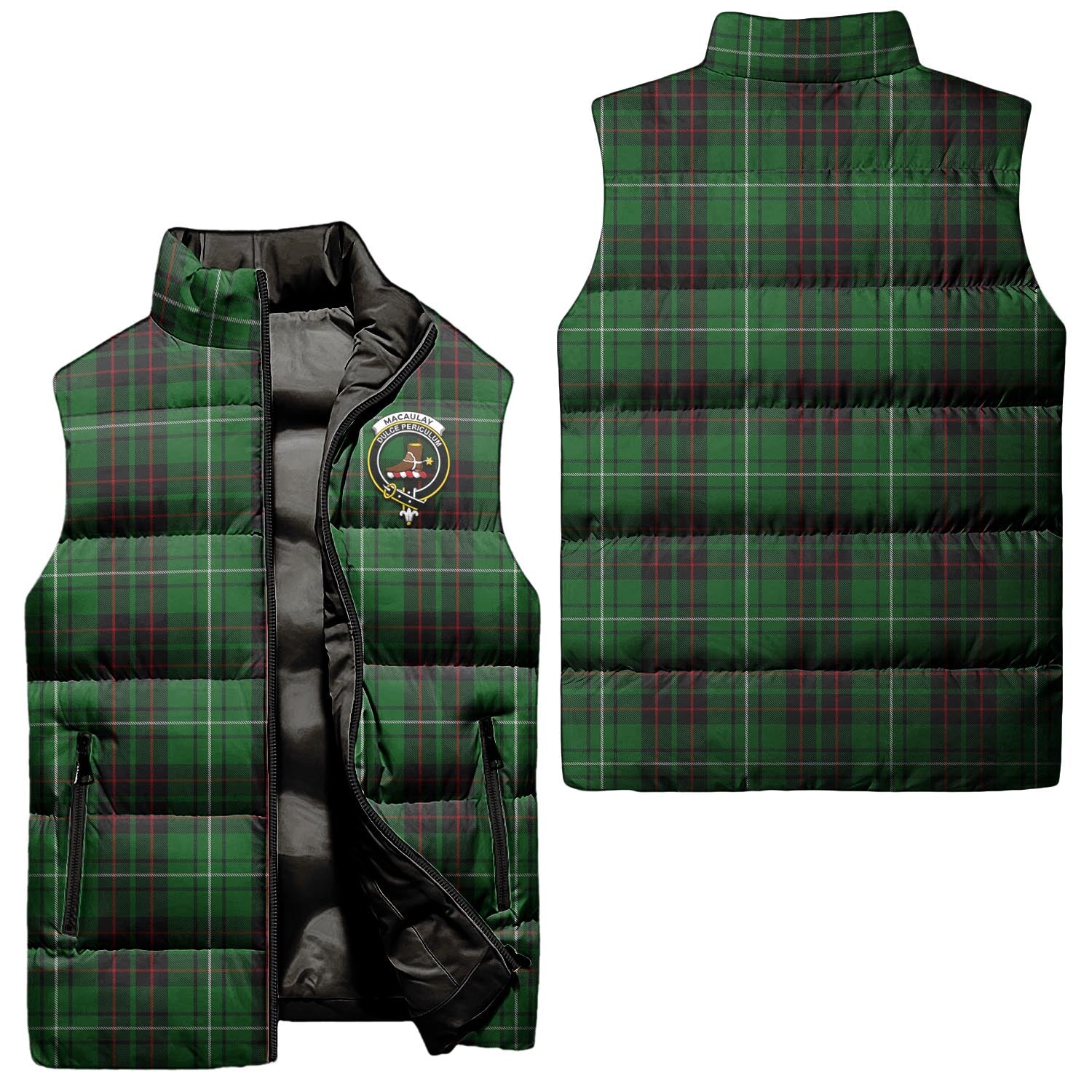 MacAulay of Lewis Tartan Sleeveless Puffer Jacket with Family Crest Unisex - Tartanvibesclothing