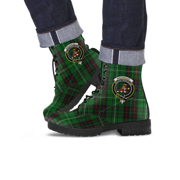 MacAulay of Lewis Tartan Leather Boots with Family Crest