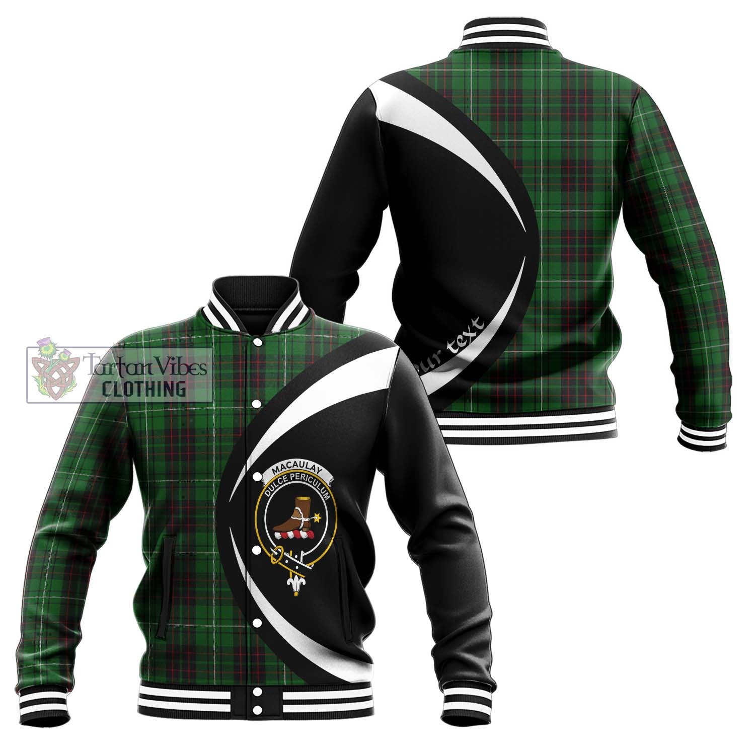 MacAulay of Lewis Tartan Baseball Jacket with Family Crest Circle Style Unisex - Tartan Vibes Clothing