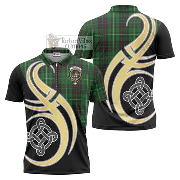 MacAulay of Lewis Tartan Zipper Polo Shirt with Family Crest and Celtic Symbol Style