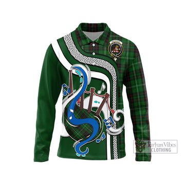 MacAulay of Lewis Tartan Long Sleeve Polo Shirt with Epic Bagpipe Style