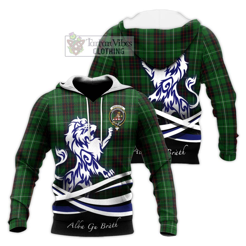 MacAulay of Lewis Tartan Knitted Hoodie with Alba Gu Brath Regal Lion Emblem Unisex Knitted Pullover Hoodie - Tartanvibesclothing Shop