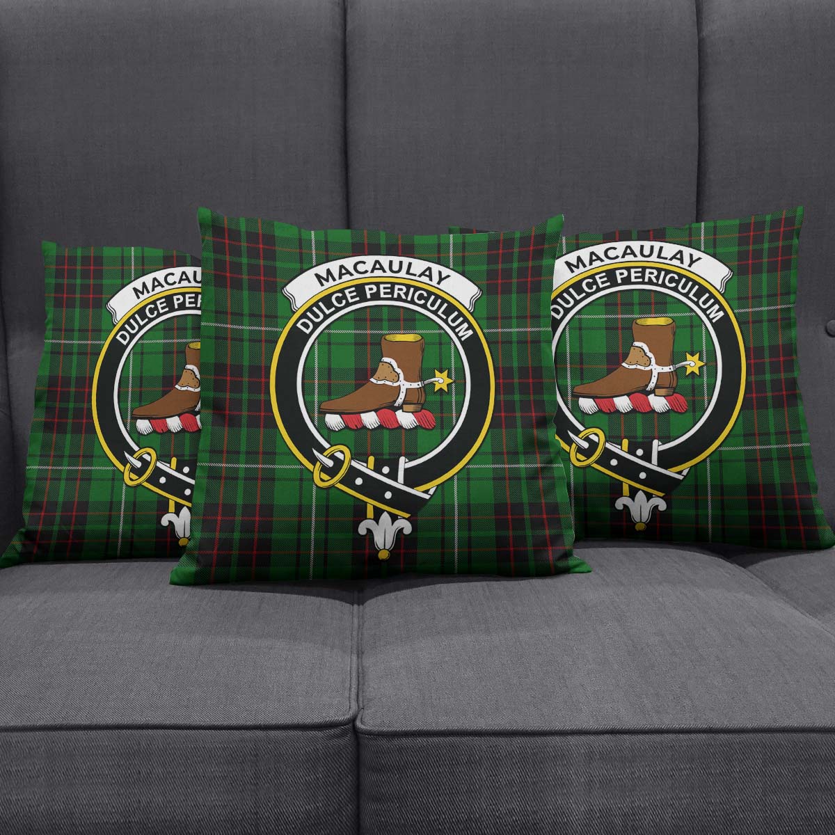 MacAulay of Lewis Tartan Pillow Cover with Family Crest Square Pillow Cover - Tartanvibesclothing