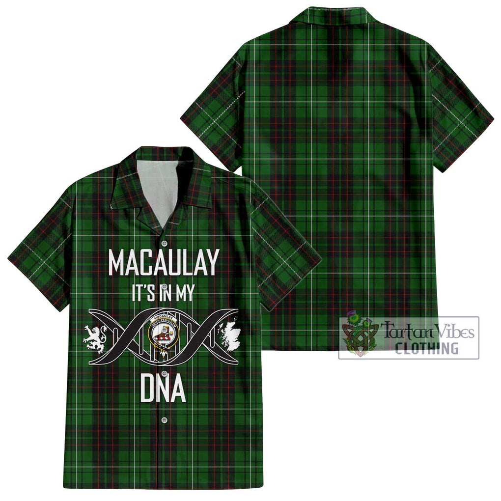 MacAulay of Lewis Tartan Short Sleeve Button Shirt with Family Crest DNA In Me Style Kid - Tartanvibesclothing Shop