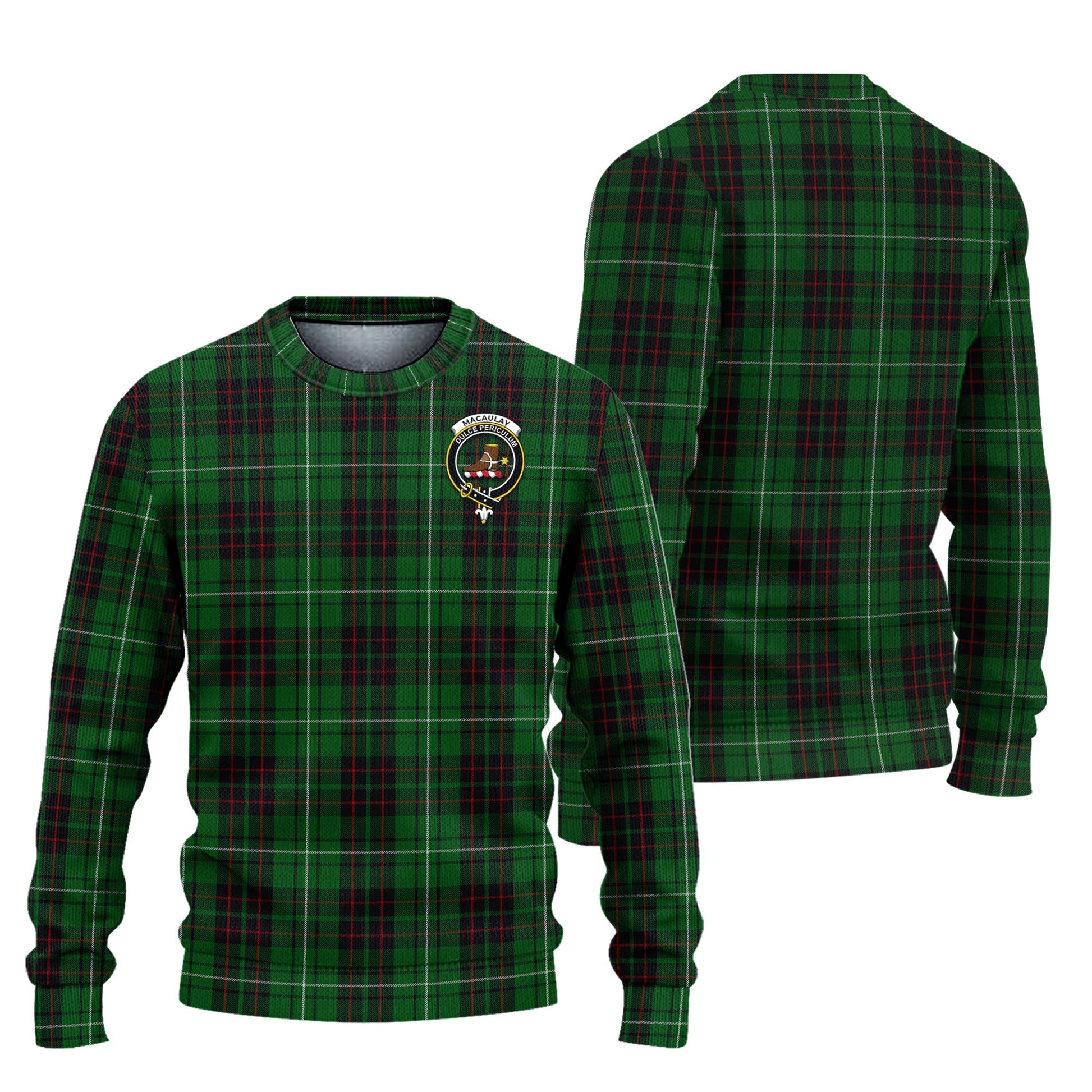 MacAulay of Lewis Tartan Knitted Sweater with Family Crest Unisex - Tartanvibesclothing