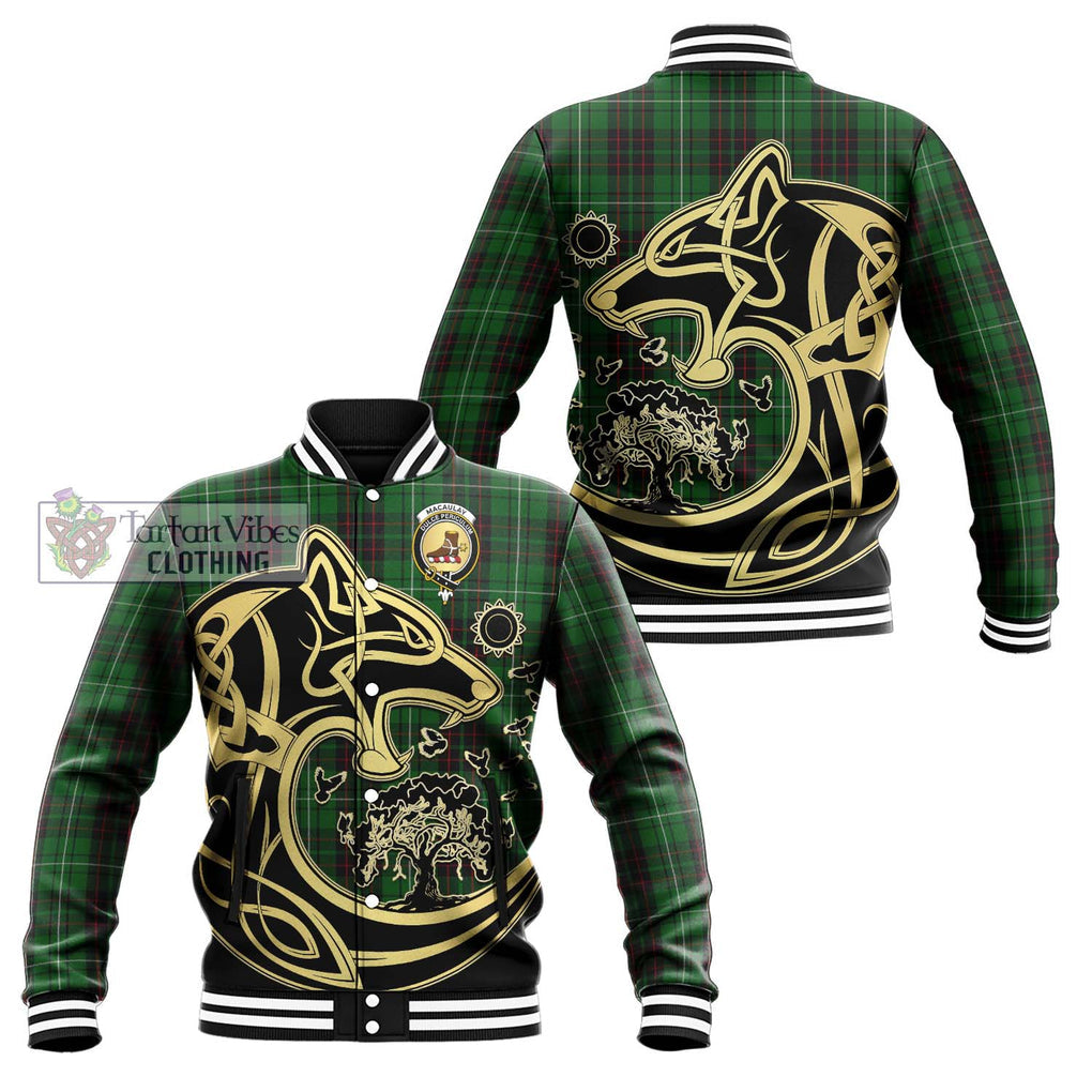 MacAulay of Lewis Tartan Baseball Jacket with Family Crest Celtic Wolf Style Unisex - Tartan Vibes Clothing