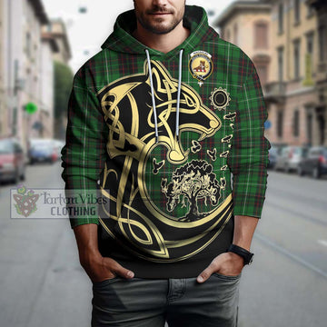 MacAulay of Lewis Tartan Hoodie with Family Crest Celtic Wolf Style