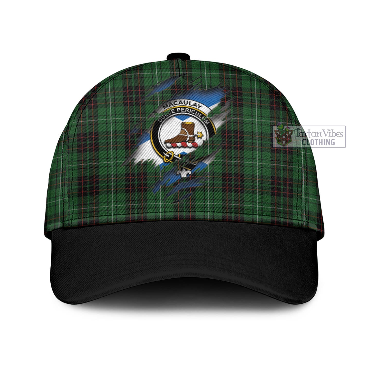 Tartan Vibes Clothing MacAulay of Lewis Tartan Classic Cap with Family Crest In Me Style