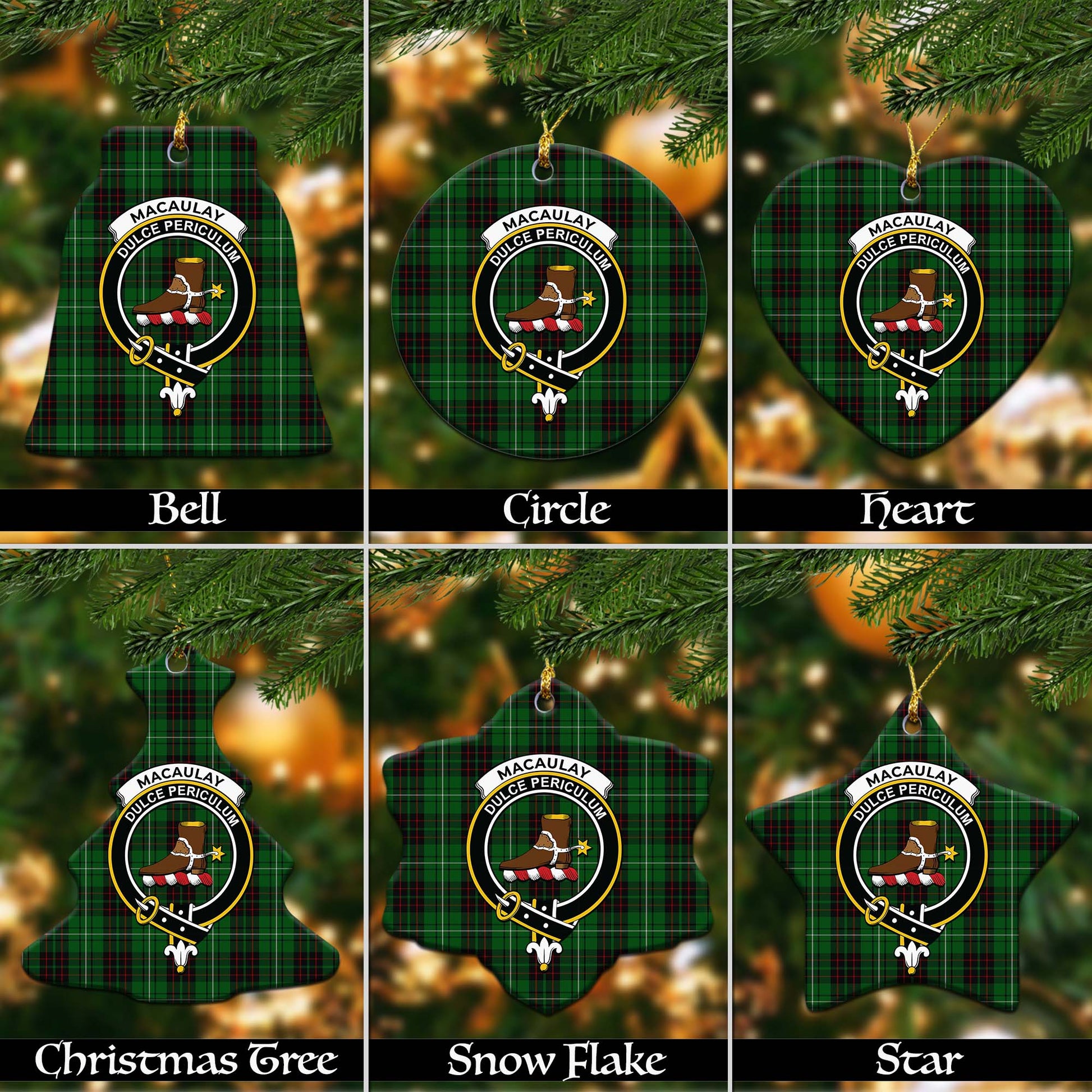 MacAulay of Lewis Tartan Christmas Ornaments with Family Crest - Tartanvibesclothing