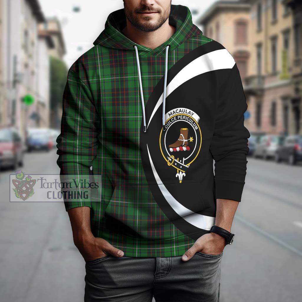 Tartan Vibes Clothing MacAulay of Lewis Tartan Hoodie with Family Crest Circle Style