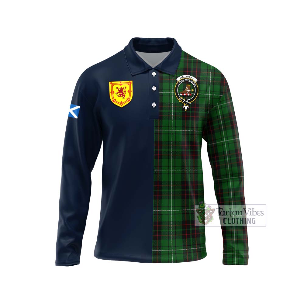 Tartan Vibes Clothing MacAulay of Lewis Tartan Long Sleeve Polo Shirt with Scottish Lion Royal Arm Half Style