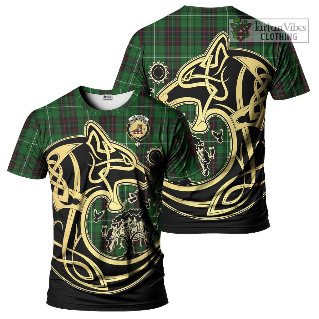 MacAulay of Lewis Tartan T-Shirt with Family Crest Celtic Wolf Style Kid's Shirt - Tartan Vibes Clothing