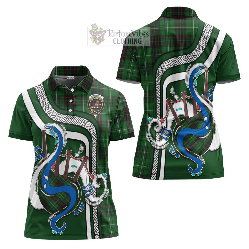 MacAulay of Lewis Tartan Women's Polo Shirt with Epic Bagpipe Style Women - Tartanvibesclothing Shop