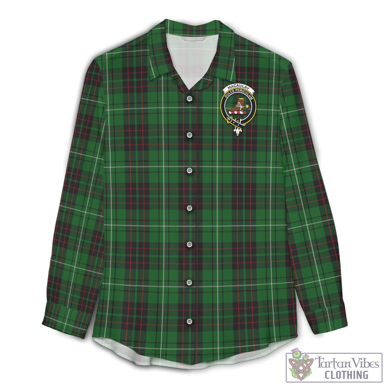 Tartan Vibes Clothing MacAulay of Lewis Tartan Womens Casual Shirt with Family Crest