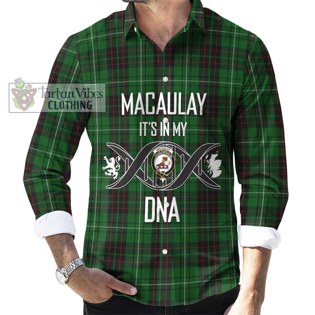 MacAulay of Lewis Tartan Long Sleeve Button Shirt with Family Crest DNA In Me Style Men's Shirt S - Tartanvibesclothing Shop