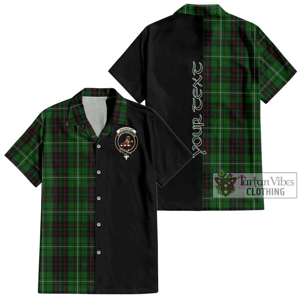 MacAulay of Lewis Tartan Short Sleeve Button Shirt with Family Crest and Half Of Me Style Kid - Tartanvibesclothing Shop