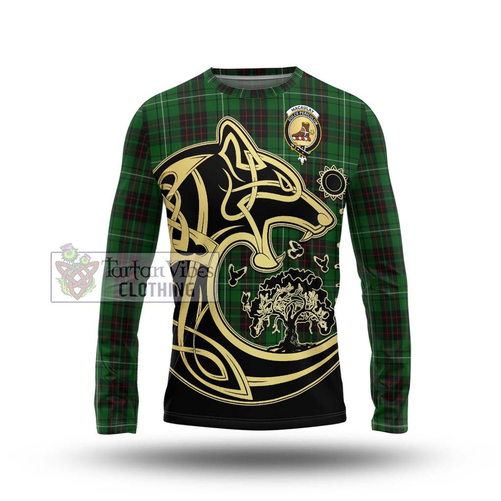 MacAulay of Lewis Tartan Long Sleeve T-Shirt with Family Crest Celtic Wolf Style Unisex - Tartan Vibes Clothing