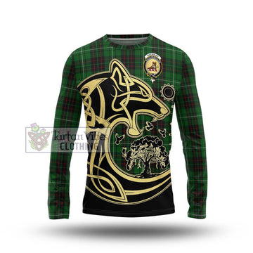 MacAulay of Lewis Tartan Long Sleeve T-Shirt with Family Crest Celtic Wolf Style